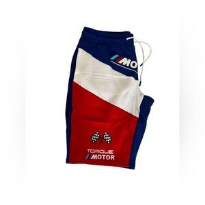 Krisp NYC Motor sports blue and red shorts